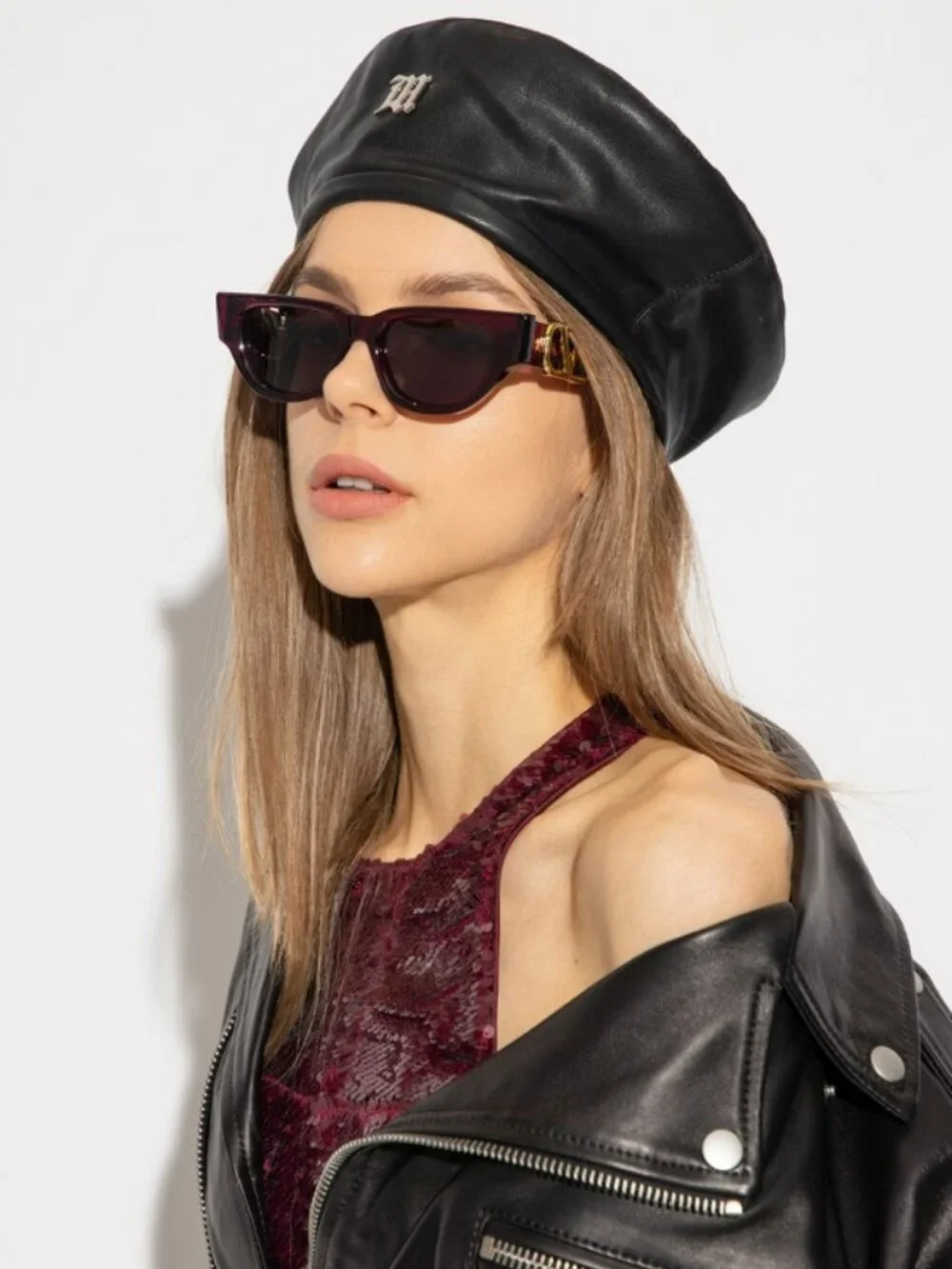 Valentino Women Sunglasses Crystal Purple Grey Cat Eye V - DUE VLS-103D-50